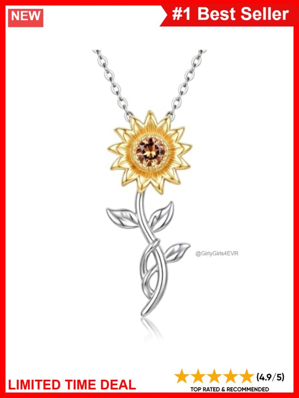 Sterling Silver Sunflower Pendant Necklace 18" Floral Jewelry Gift